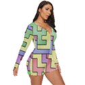 Colorful stylish design Long Sleeve Boyleg Swimsuit View3