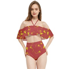 Background Pattern Texture Design Halter Flowy Bikini Set  by Ravend