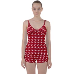 White Christmas Tree Red Tie Front Two Piece Tankini by TetiBright
