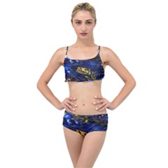 Space Futuristic Shiny Abstraction Flash Colorful Layered Top Bikini Set by Pakemis
