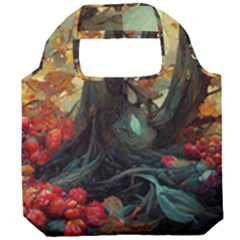 Abstract Texture Forest Trees Fruits Nature Leaves Foldable Grocery Recycle Bag by Pakemis