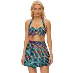 Fractal Abstract Waves Background Wallpaper Vintage Style Bikini Top And Skirt Set  by Pakemis