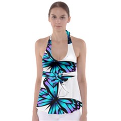 Blue And Pink Butterfly Illustration, Monarch Butterfly Cartoon Blue, Cartoon Blue Butterfly Free Pn Babydoll Tankini Top by asedoi