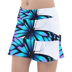 Blue And Pink Butterfly Illustration, Monarch Butterfly Cartoon Blue, Cartoon Blue Butterfly Free Pn Classic Tennis Skirt by asedoi