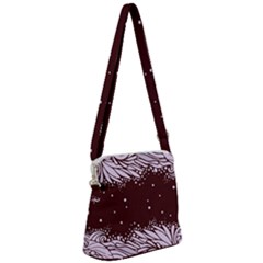 Ornamental Leaves Wallpaper Plants Zipper Messenger Bag by Ravend