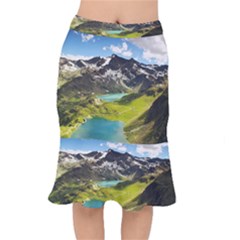 Aerial View Of Mountain And Body Of Water Short Mermaid Skirt by danenraven