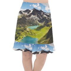 Aerial View Of Mountain And Body Of Water Fishtail Chiffon Skirt by danenraven