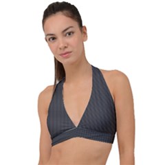 Small Grey Black Plaid Halter Plunge Bikini Top by violetheavensky