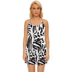 Abstract Painting Satin Pajama Short Set by Sobalvarro