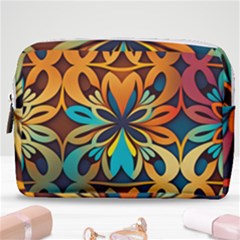 Orange, Turquoise And Blue Pattern  Make Up Pouch (medium) by Sobalvarro