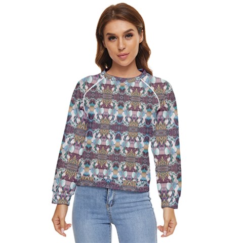 Multicolored Ornate Decorate Pattern Women s Long Sleeve Raglan Tee by dflcprintsclothing