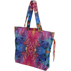 Firey Repeats I Drawstring Tote Bag by kaleidomarblingart