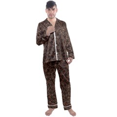 Random Abstract Geometry Motif Pattern Men s Long Sleeve Satin Pajamas Set by dflcprintsclothing