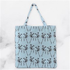 Jogging Lady On Blue Grocery Tote Bag by TetiBright