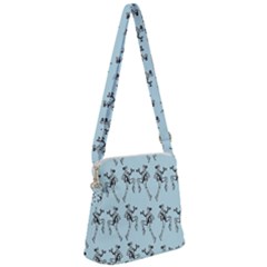 Jogging Lady On Blue Zipper Messenger Bag by TetiBright