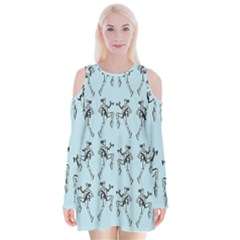 Jogging Lady On Blue Velvet Long Sleeve Shoulder Cutout Dress by TetiBright