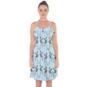 Jogging Lady On Blue Ruffle Detail Chiffon Dress View1