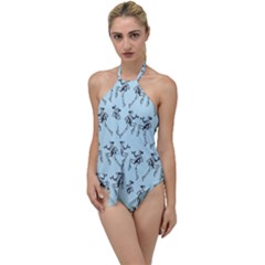 Jogging Lady On Blue Go With The Flow One Piece Swimsuit by TetiBright