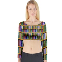 Books On A Shelf Long Sleeve Crop Top by TetiBright