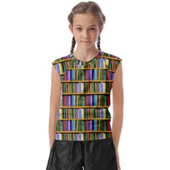 Books On A Shelf Kids  Raglan Cap Sleeve Tee by TetiBright