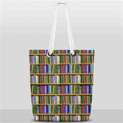 Books On A Shelf Full Print Rope Handle Tote (small) by TetiBright
