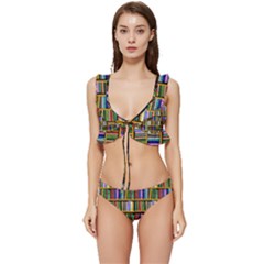 Books On A Shelf Low Cut Ruffle Edge Bikini Set by TetiBright