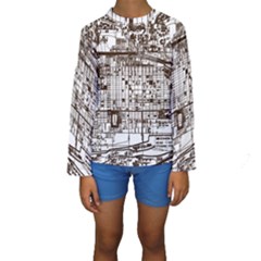 Antique Oriental Town Map  Kids  Long Sleeve Swimwear by ConteMonfrey