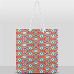 Hexagons And Stars Pattern                                                            Full Print Rope Handle Tote (large) by LalyLauraFLM