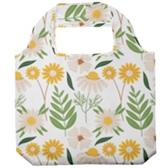 Flowers On A White Background Pattern                                                           Foldable Grocery Recycle Bag by LalyLauraFLM