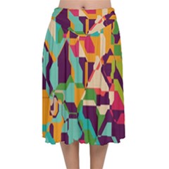 Retro Chaos                                                                    Velvet Flared Midi Skirt by LalyLauraFLM