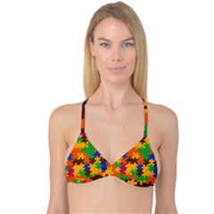 Retro Colors Puzzle Pieces                                                                        Reversible Tri Bikini Top by LalyLauraFLM