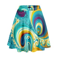 Waves Ocean Sea Abstract Whimsical High Waist Skirt by Jancukart