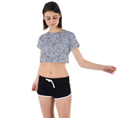Circle Ornate Motif Random Pattern Tie Back Short Sleeve Crop Tee by dflcprintsclothing