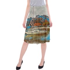 Boats On Lake Garda, Italy  Midi Beach Skirt by ConteMonfrey
