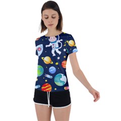 Space Galaxy Seamless Background Back Circle Cutout Sports Tee by Jancukart