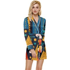 Christmas Pattern Long Sleeve Satin Robe by Jancukart
