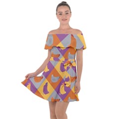 Chickens Pixel Pattern - Version 1b Off Shoulder Velour Dress by wagnerps