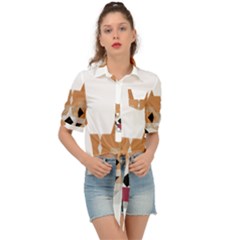 Cardigan Corgi Face Tie Front Shirt  by wagnerps