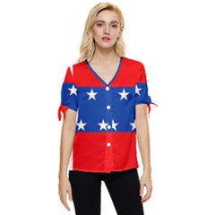 Netherlands Antilles Bow Sleeve Button Up Top by tony4urban