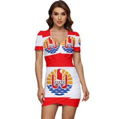 French Polynesia Low Cut Cap Sleeve Mini Dress by tony4urban