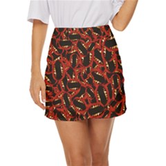Ugly Open Mouth Graphic Motif Print Pattern Mini Front Wrap Skirt by dflcprintsclothing
