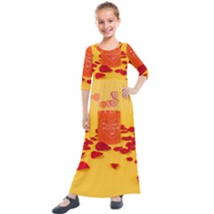 Valentine Day Heart Love Potion Kids  Quarter Sleeve Maxi Dress by artworkshop