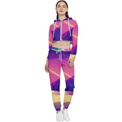 Abstract Geometric Landscape Art Cropped Zip Up Lounge Set by danenraven