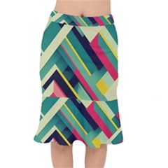 Pattern Abstract Geometric Design Short Mermaid Skirt by danenraven