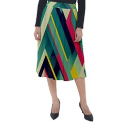 Pattern Abstract Geometric Design Classic Velour Midi Skirt  by danenraven