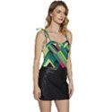 Pattern Abstract Geometric Design Flowy Camisole Tie Up Top View3