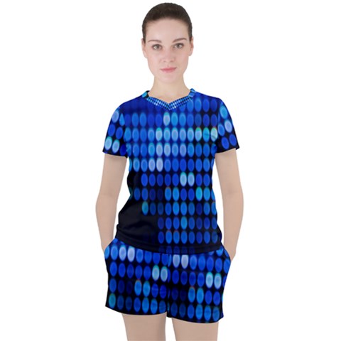 Pattern Blue Logo Women s Tee And Shorts Set by artworkshop