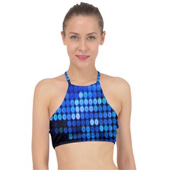 Pattern Blue Logo Racer Front Bikini Top by artworkshop