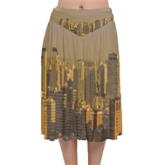 Buenos Aires City Aerial View002 Velvet Flared Midi Skirt by dflcprintsclothing