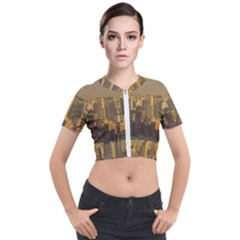 Buenos Aires City Aerial View002 Short Sleeve Cropped Jacket by dflcprintsclothing